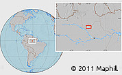 Gray Location Map of the area around 0° 52' 31" S, 61° 7' 30" W, hill shading