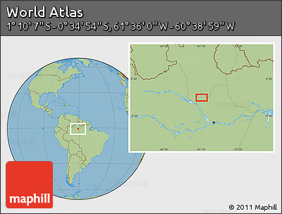 Savanna Style Location Map of the Area around 0° 52' 31" S, 61° 7' 30" W