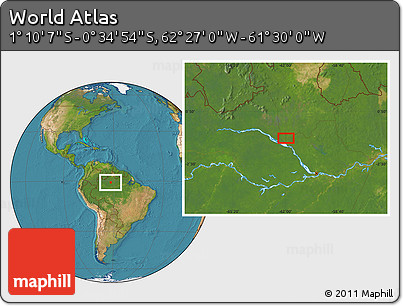Satellite Location Map of the Area around 0° 52' 31" S, 61° 58' 30" W