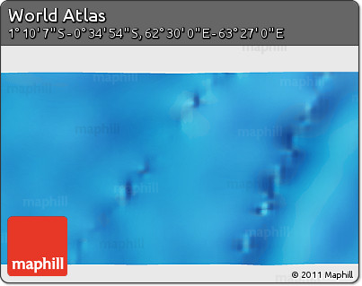 Shaded Relief 3D Map of the Area around 0° 52' 31" S, 62° 58' 30" E