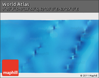 Shaded Relief 3D Map of the Area around 0° 52' 31" S, 62° 58' 30" E