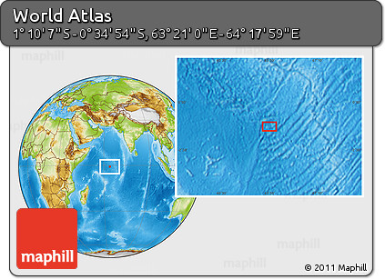Physical Location Map of the Area around 0° 52' 31" S, 63° 49' 30" E