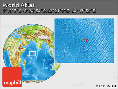 Physical Location Map of the Area around 0° 52' 31" S, 63° 49' 30" E