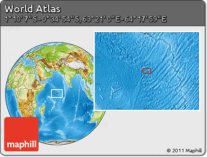 Physical Location Map of the Area around 0° 52' 31" S, 63° 49' 30" E