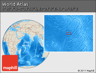 Shaded Relief Location Map of the Area around 0° 52' 31" S, 63° 49' 30" E