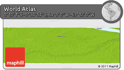 Physical Panoramic Map of the Area around 0° 52' 31" S, 63° 40' 30" W