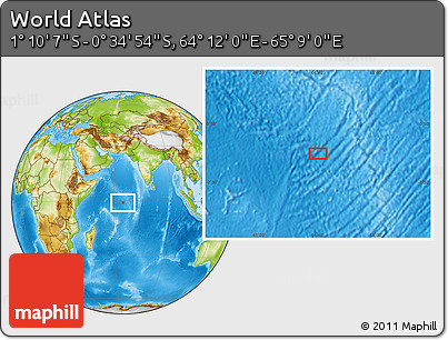 Physical Location Map of the Area around 0° 52' 31" S, 64° 40' 30" E