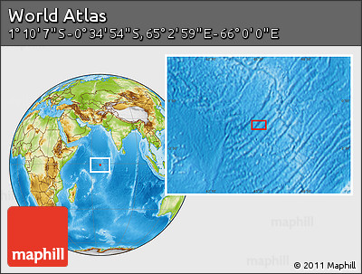 Physical Location Map of the Area around 0° 52' 31" S, 65° 31' 30" E