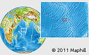 Physical Location Map of the area around 0° 52' 31" S, 66° 22' 30" E