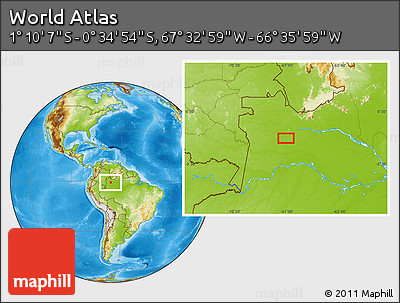 Physical Location Map of the Area around 0° 52' 31" S, 67° 4' 29" W