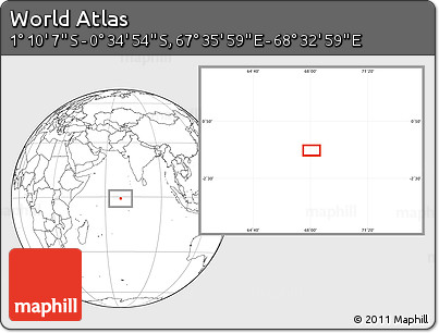 Blank Location Map of the Area around 0° 52' 31" S, 68° 4' 29" E