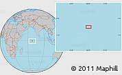 Gray Location Map of the area around 0° 52' 31" S, 68° 4' 29" E