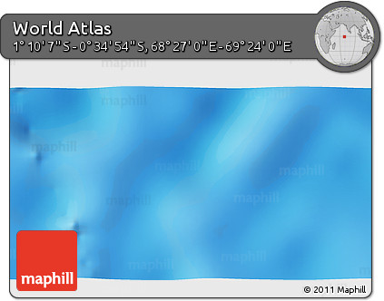 Shaded Relief 3D Map of the Area around 0° 52' 31" S, 68° 55' 30" E