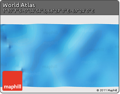 Shaded Relief 3D Map of the Area around 0° 52' 31" S, 68° 55' 30" E