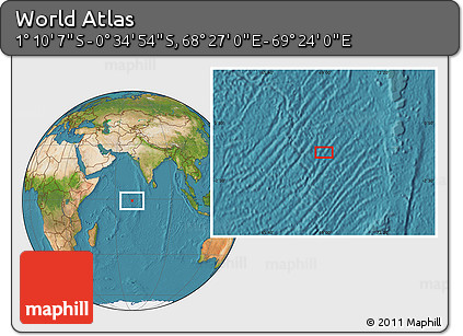 Satellite Location Map of the Area around 0° 52' 31" S, 68° 55' 30" E