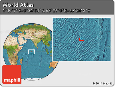 Satellite Location Map of the Area around 0° 52' 31" S, 68° 55' 30" E
