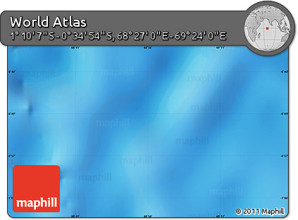 Physical Map of the Area around 0° 52' 31" S, 68° 55' 30" E