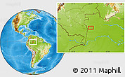 Physical Location Map of the area around 0° 52' 31" S, 68° 46' 30" W