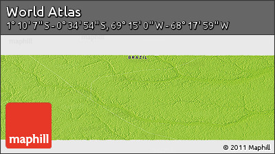 Physical Panoramic Map of the Area around 0° 52' 31" S, 68° 46' 30" W