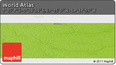 Physical Panoramic Map of the Area around 0° 52' 31" S, 68° 46' 30" W
