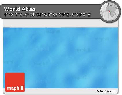 Shaded Relief 3D Map of the Area around 0° 52' 31" S, 6° 1' 30" E