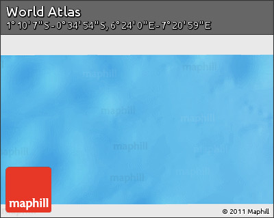 Physical 3D Map of the Area around 0° 52' 31" S, 6° 52' 30" E