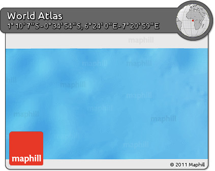 Shaded Relief 3D Map of the Area around 0° 52' 31" S, 6° 52' 30" E