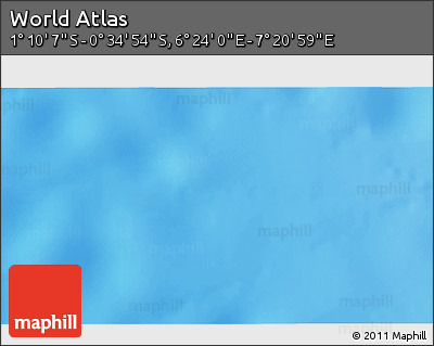 Shaded Relief 3D Map of the Area around 0° 52' 31" S, 6° 52' 30" E