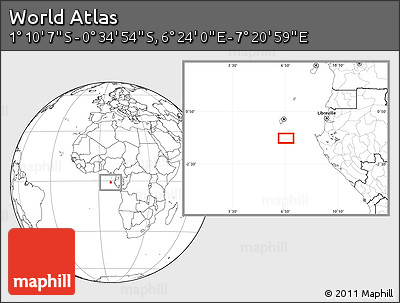 Blank Location Map of the Area around 0° 52' 31" S, 6° 52' 30" E