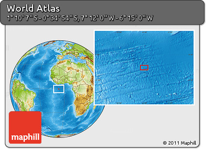 Physical Location Map of the Area around 0° 52' 31" S, 6° 43' 29" W