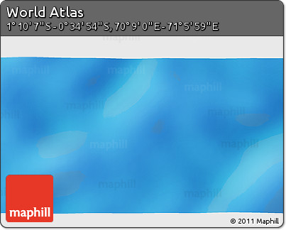 Shaded Relief 3D Map of the Area around 0° 52' 31" S, 70° 37' 30" E