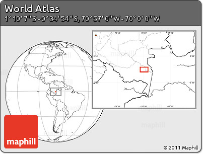 Blank Location Map of the Area around 0° 52' 31" S, 70° 28' 29" W