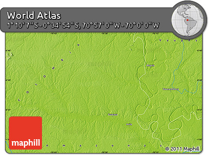 Physical Map of the Area around 0° 52' 31" S, 70° 28' 29" W