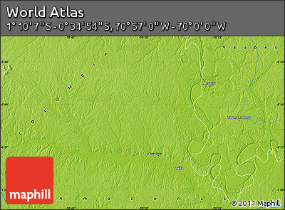 Physical Map of the Area around 0° 52' 31" S, 70° 28' 29" W