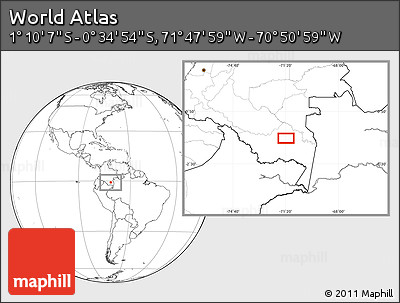 Blank Location Map of the Area around 0° 52' 31" S, 71° 19' 29" W