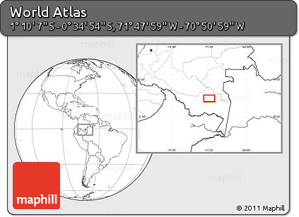 Blank Location Map of the Area around 0° 52' 31" S, 71° 19' 29" W