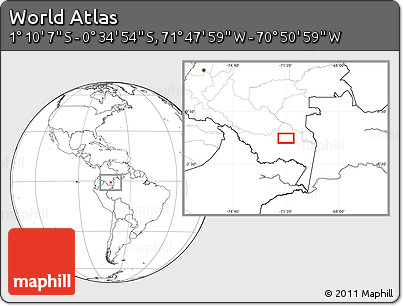 Blank Location Map of the Area around 0° 52' 31" S, 71° 19' 29" W