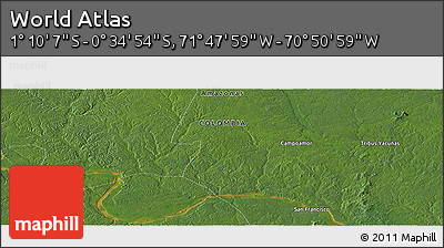 Satellite Panoramic Map of the Area around 0° 52' 31" S, 71° 19' 29" W