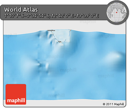 Shaded Relief 3D Map of the Area around 0° 52' 31" S, 73° 10' 30" E