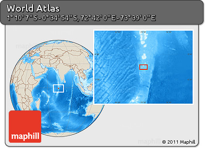 Shaded Relief Location Map of the Area around 0° 52' 31" S, 73° 10' 30" E