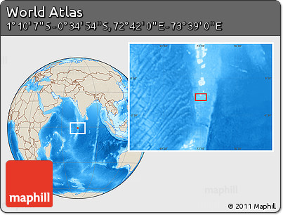 Shaded Relief Location Map of the Area around 0° 52' 31" S, 73° 10' 30" E