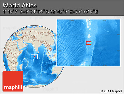 Shaded Relief Location Map of the Area around 0° 52' 31" S, 73° 10' 30" E