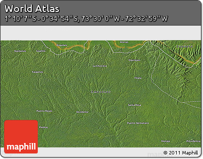 Satellite 3D Map of the Area around 0° 52' 31" S, 73° 1' 30" W