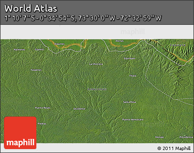 Satellite 3D Map of the Area around 0° 52' 31" S, 73° 1' 30" W
