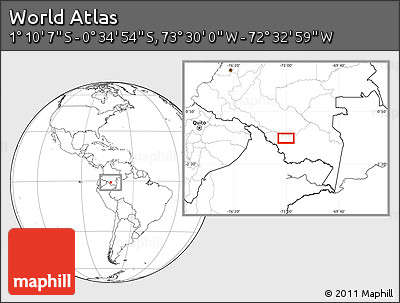 Blank Location Map of the Area around 0° 52' 31" S, 73° 1' 30" W