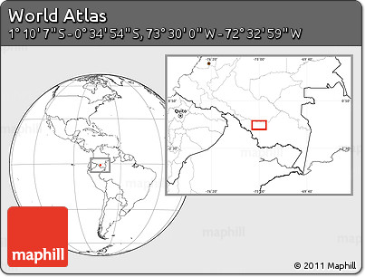 Blank Location Map of the Area around 0° 52' 31" S, 73° 1' 30" W