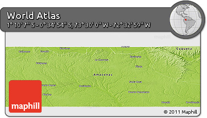 Physical Panoramic Map of the Area around 0° 52' 31" S, 73° 1' 30" W