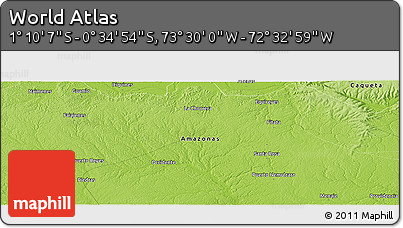 Physical Panoramic Map of the Area around 0° 52' 31" S, 73° 1' 30" W