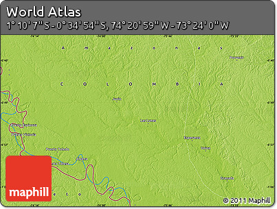 Physical Map of the Area around 0° 52' 31" S, 73° 52' 30" W
