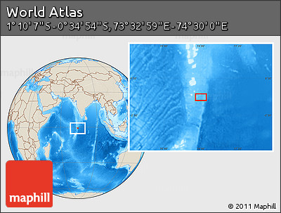 Shaded Relief Location Map of the Area around 0° 52' 31" S, 74° 1' 30" E